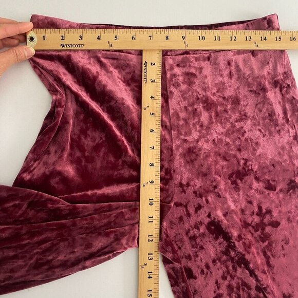ModCloth Crushed Velvet Pull On Flare Leg Pants Size Large Pink High Rise - Picture 7 of 9